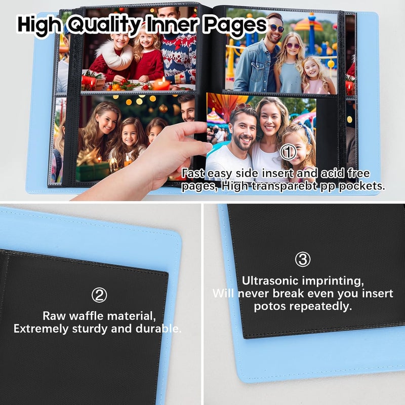 Aevdor 272 Pockets Photo Album 5x7 Holds 272 Photos, 5x7 Photo Album Extra Large Capacity Leather Cover Photo Albums for Family Wedding Baby Pictures (Blue) - Image 5